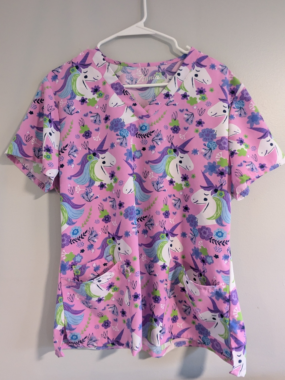 Unicorn Print Scrub Top